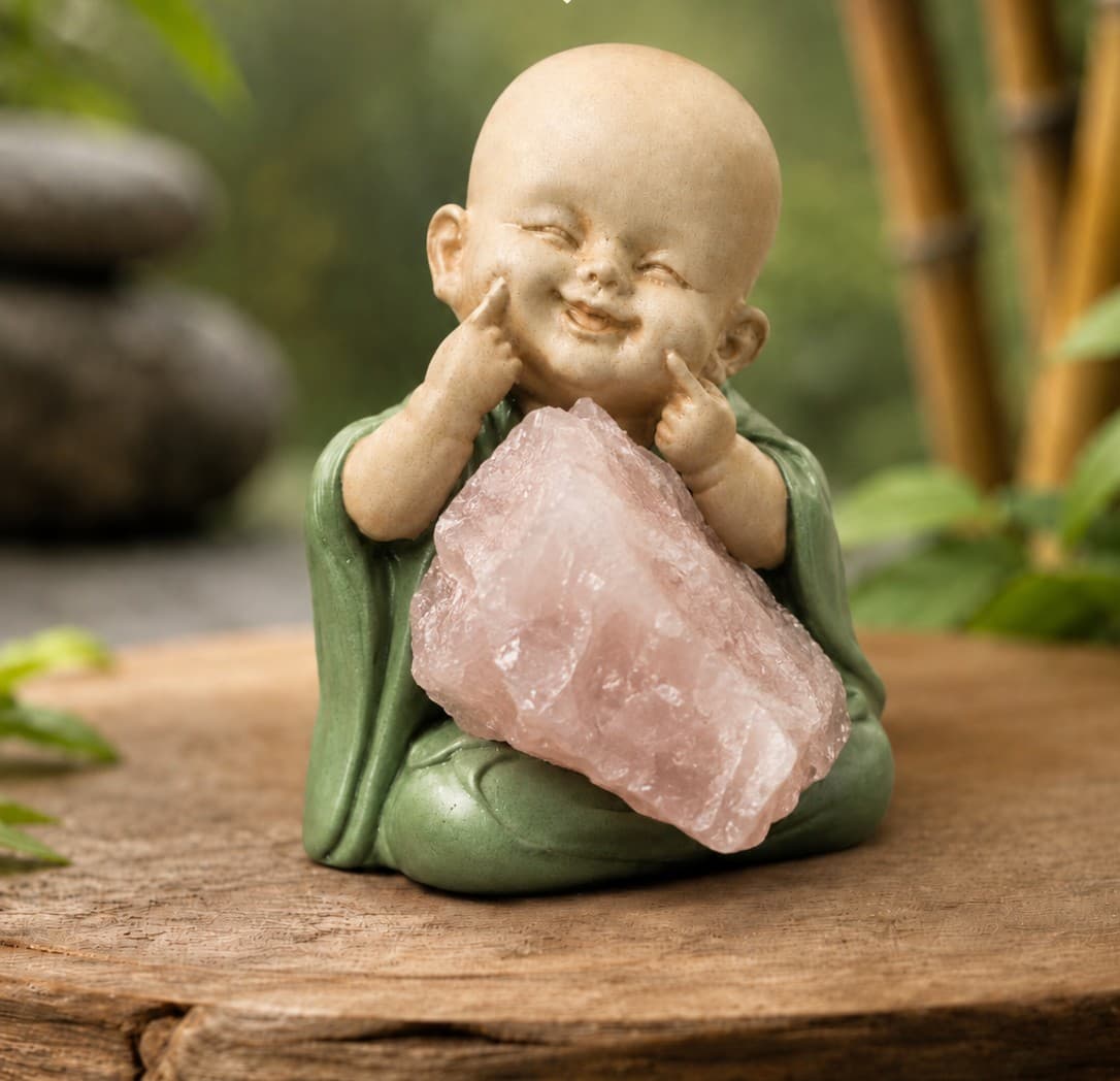 Bouddh'Aura — Bouddha en argile avec pierre précieuse - Photo 3/8
