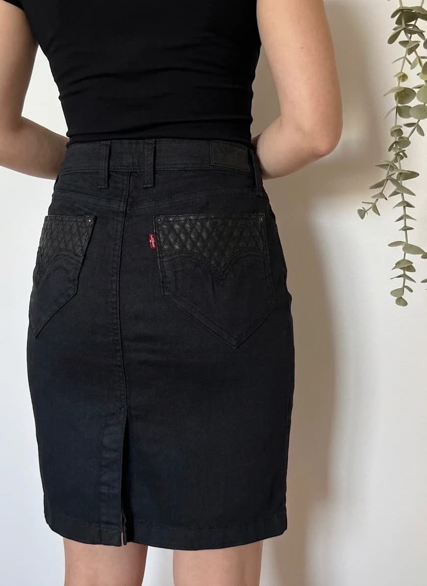 Jupe crayon Levi's noire denim poches matelassées taille M - VG260580 - Photo 1/10