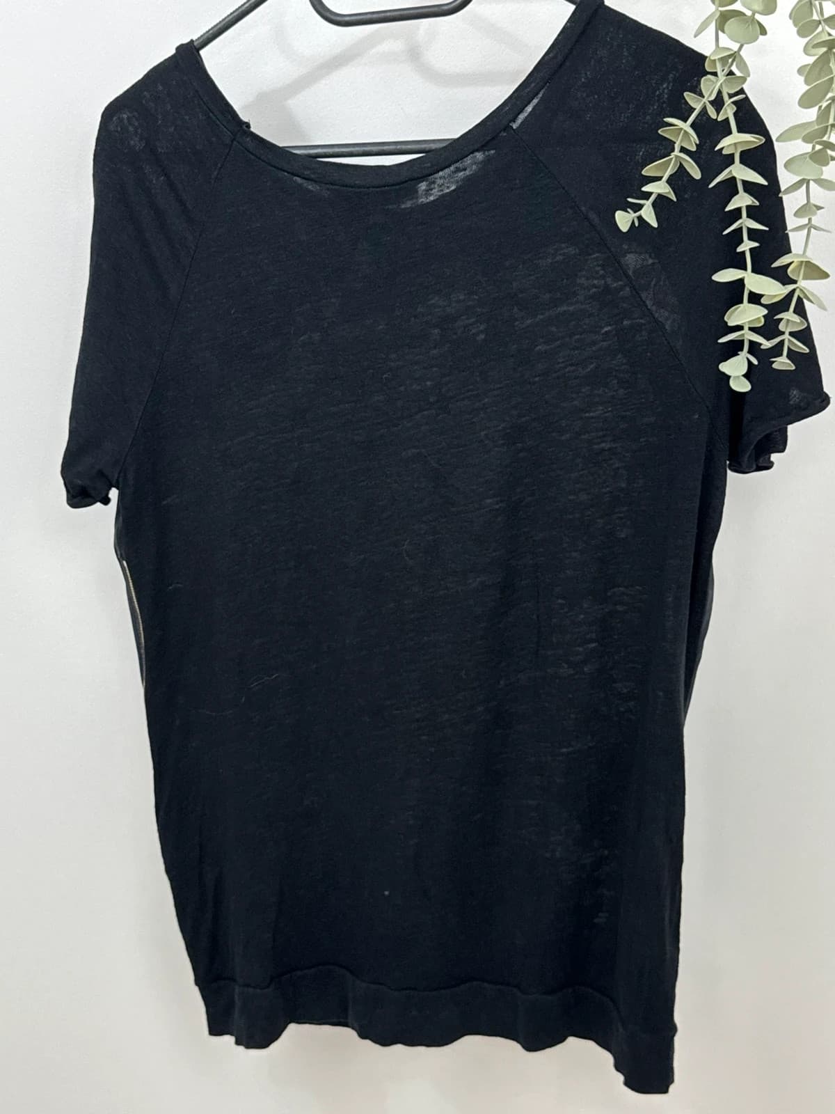 Top Sandro soie et lin imprimé étoiles paisley noir taille 2/M - DN26089 - Photo 7/10