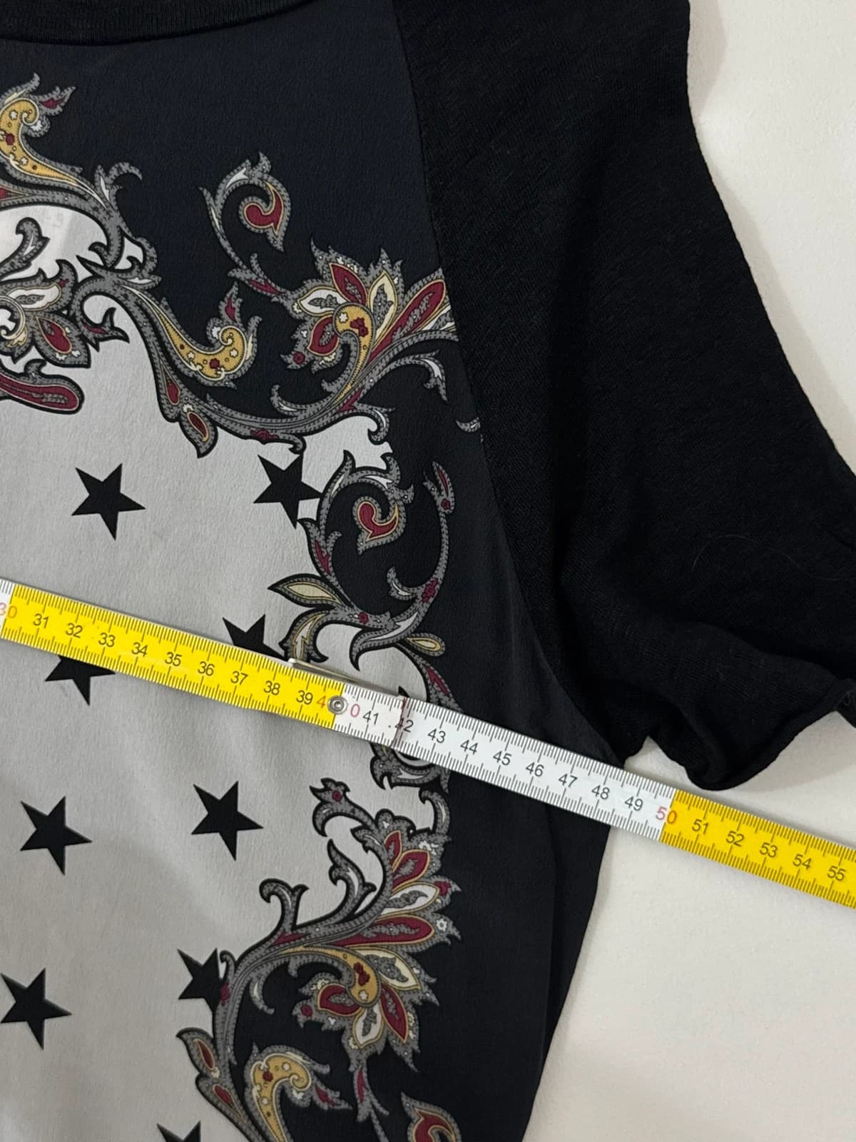 Top Sandro soie et lin imprimé étoiles paisley noir taille 2/M - DN26089 - Photo 9/10