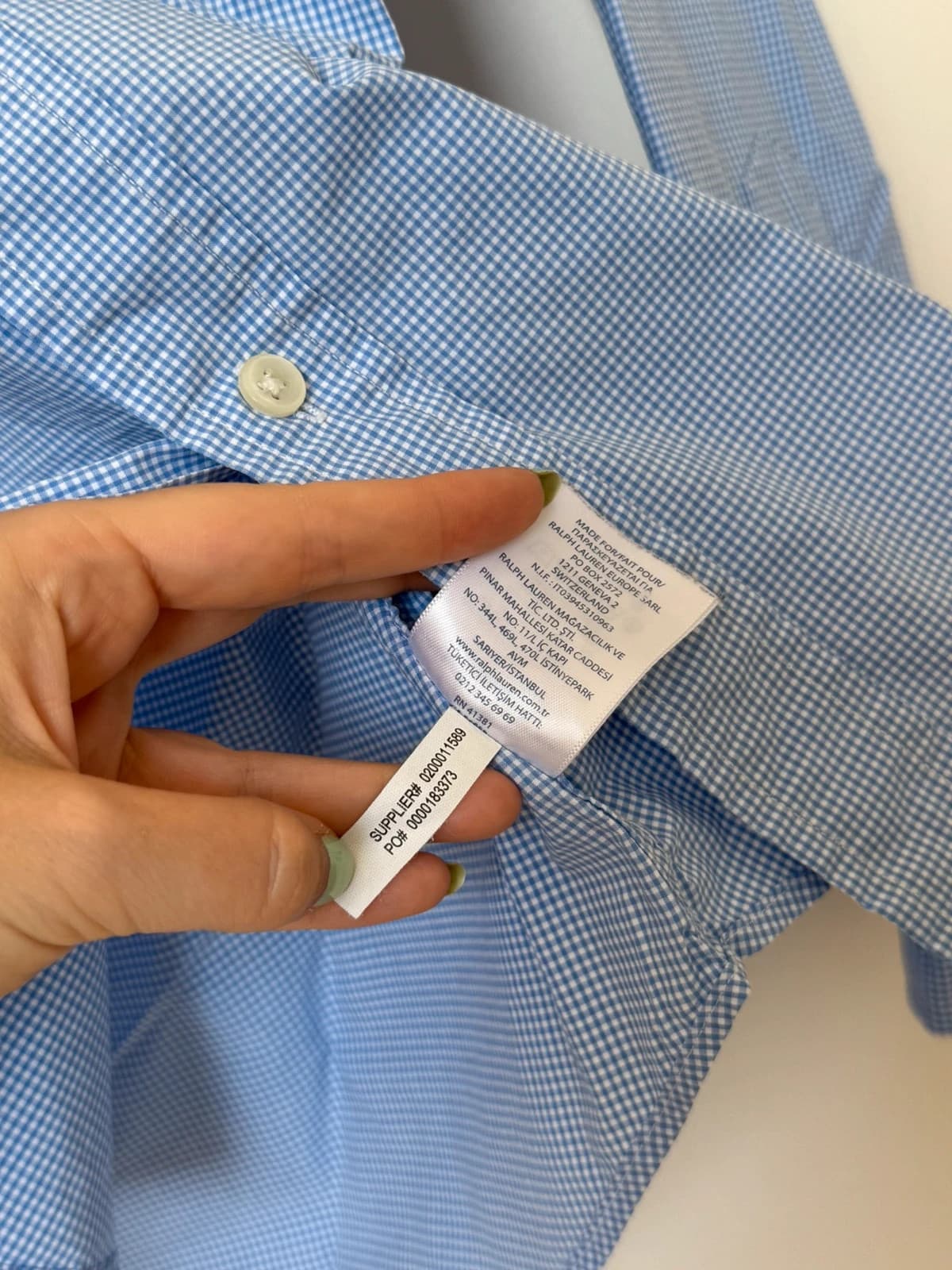 Ralph Lauren Slim Fit marškiniai mėlynai ir baltai langeliuoti, dydis M - SK260620 – nuotrauka 7/11
