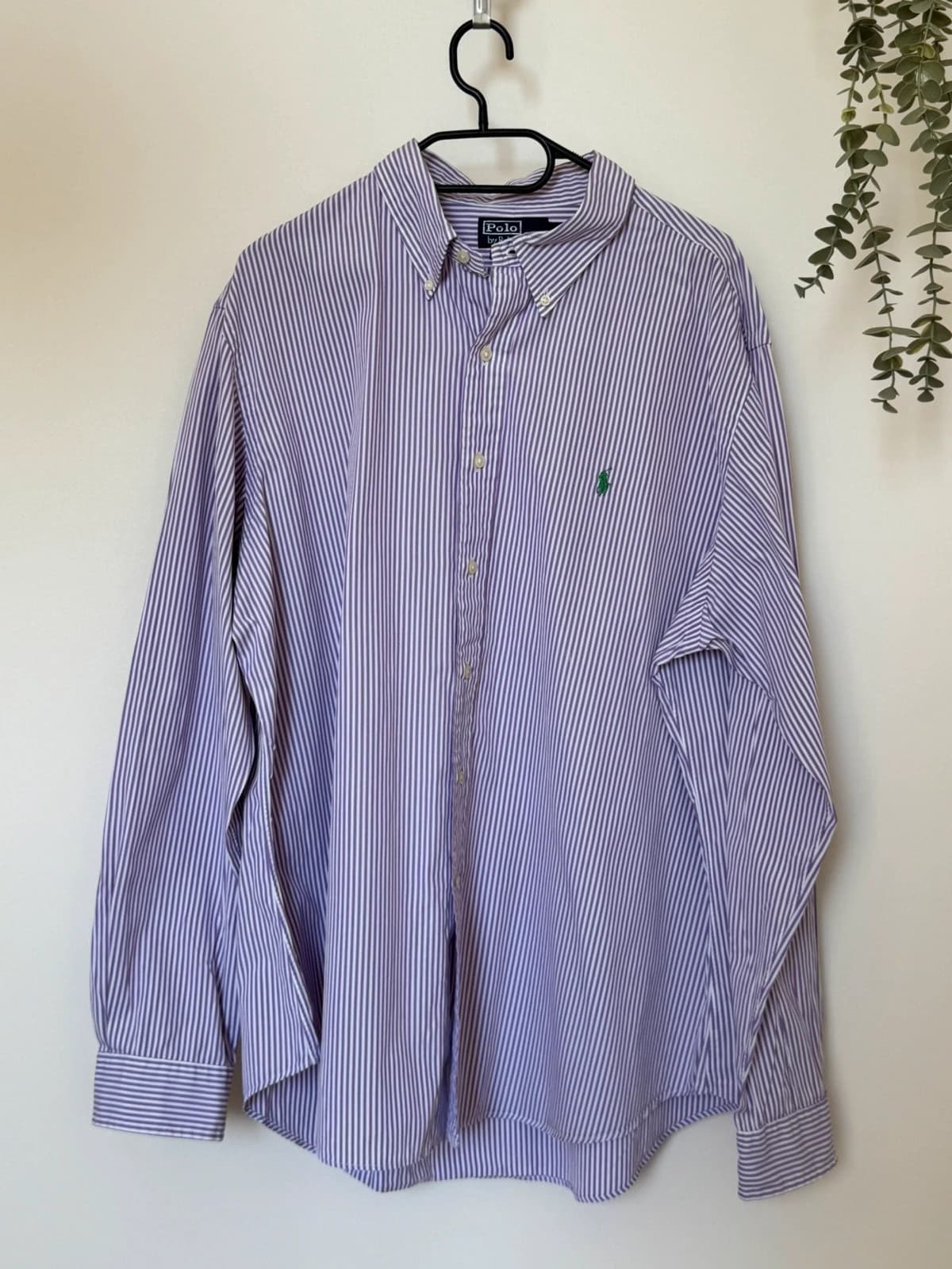 Polo Ralph Lauren dryžuoti marškiniai violetinė ir balta, Custom Fit, dydis XXL - VG260560 – nuotrauka 2/12