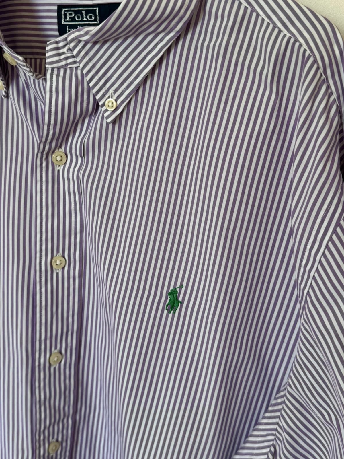 Polo Ralph Lauren dryžuoti marškiniai violetinė ir balta, Custom Fit, dydis XXL - VG260560 – nuotrauka 5/12