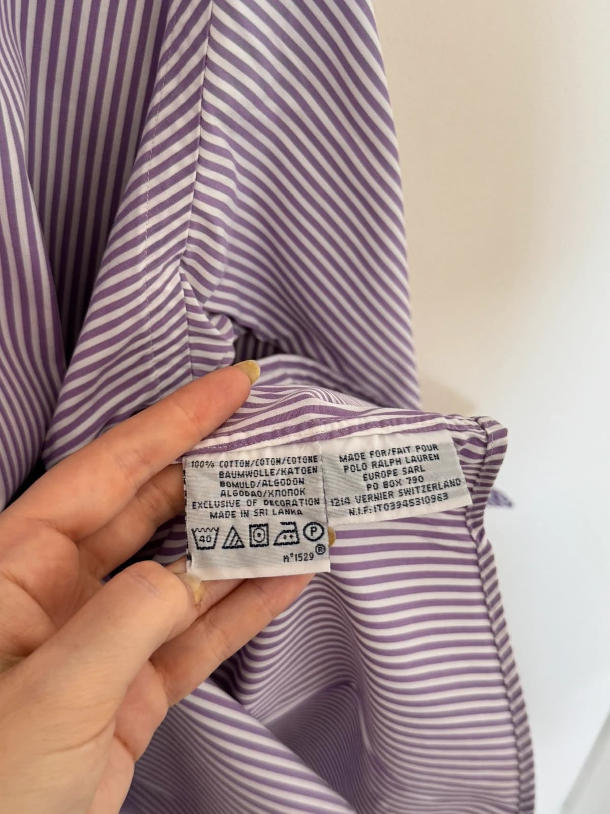 Polo Ralph Lauren dryžuoti marškiniai violetinė ir balta, Custom Fit, dydis XXL - VG260560 – nuotrauka 6/12