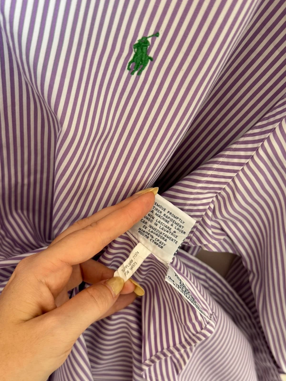 Polo Ralph Lauren dryžuoti marškiniai violetinė ir balta, Custom Fit, dydis XXL - VG260560 – nuotrauka 7/12