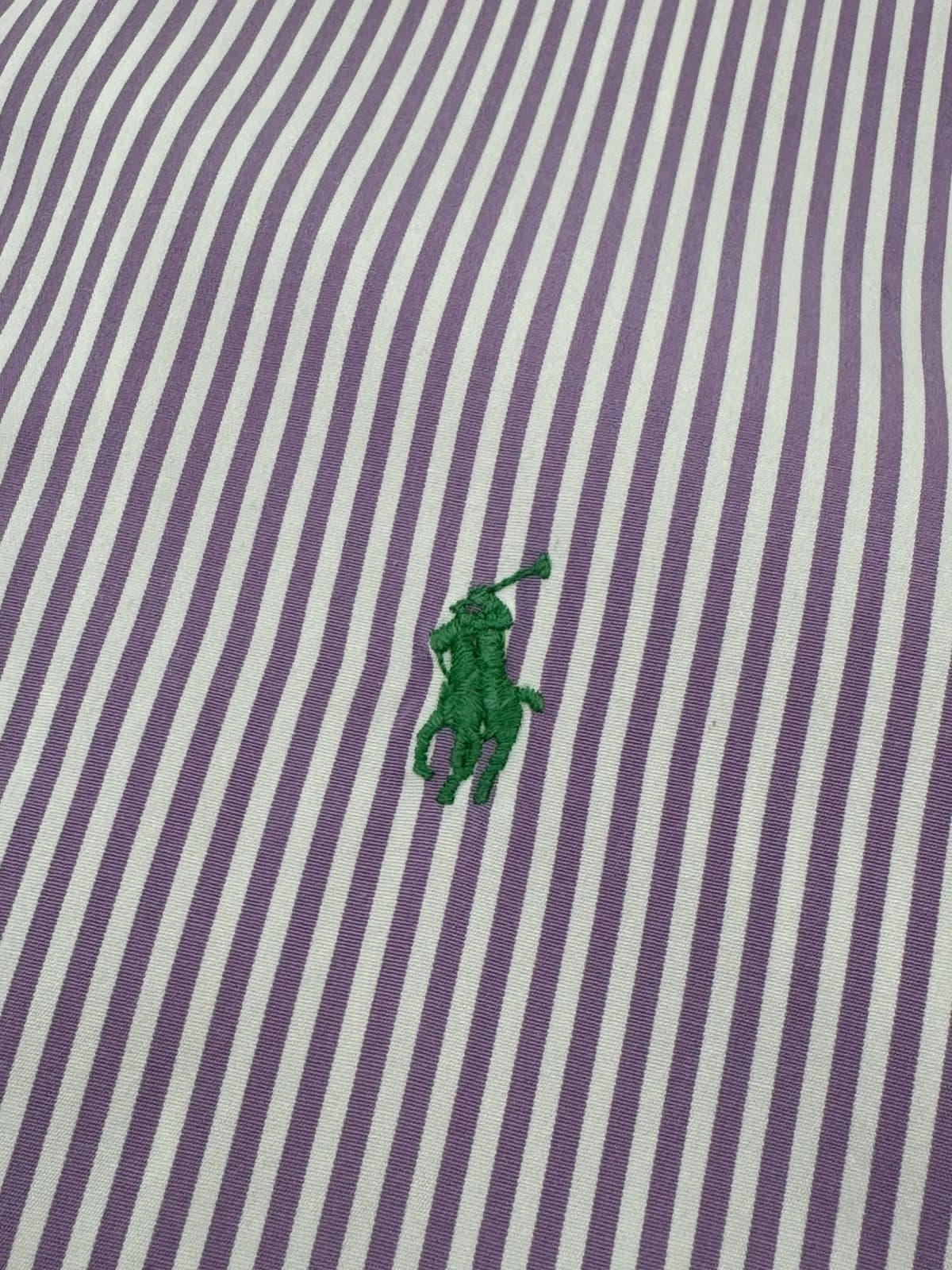 Polo Ralph Lauren dryžuoti marškiniai violetinė ir balta, Custom Fit, dydis XXL - VG260560 – nuotrauka 8/12