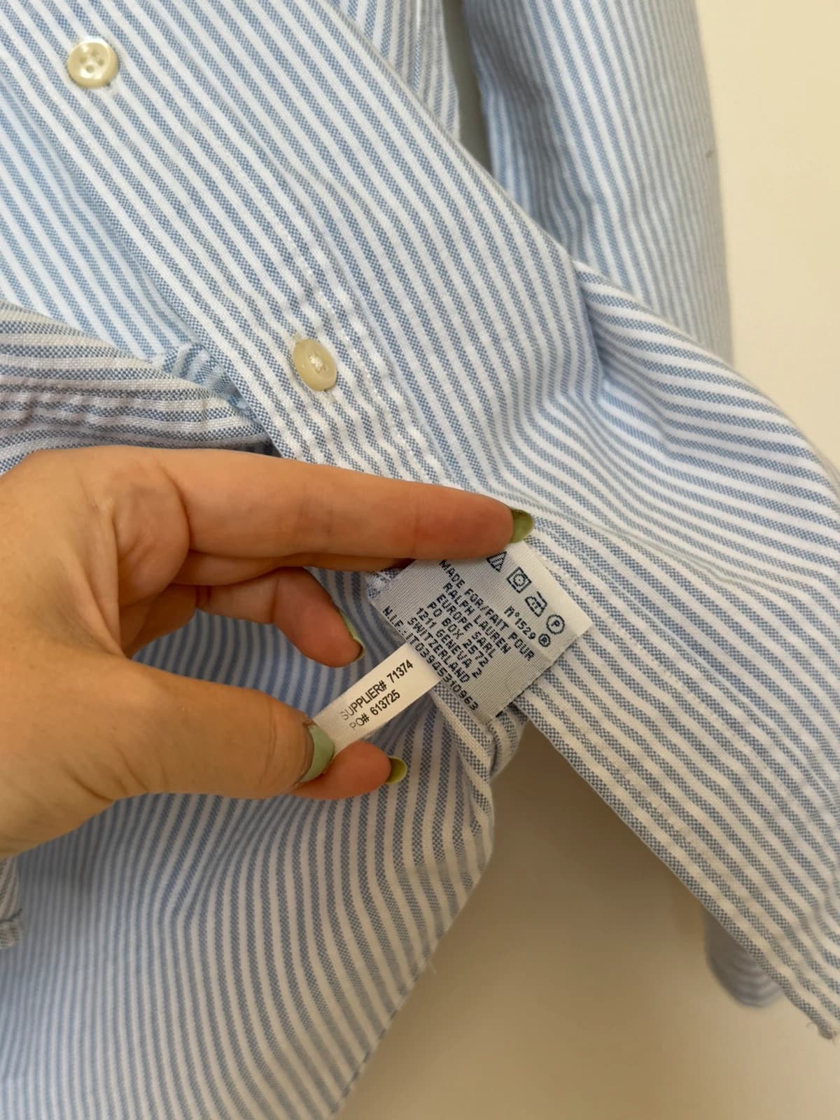 Marškiniai Ralph Lauren Classic Fit dryžuoti šviesiai mėlyni balti, premium logotipas, dydis S - VM2606136 – nuotrauka 6/10