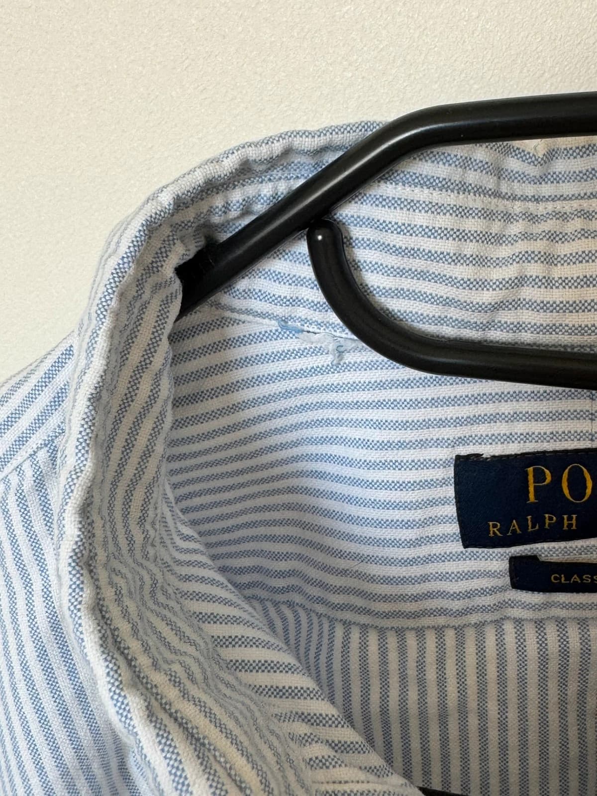 Marškiniai Ralph Lauren Classic Fit dryžuoti šviesiai mėlyni balti, premium logotipas, dydis S - VM2606136 – nuotrauka 7/10