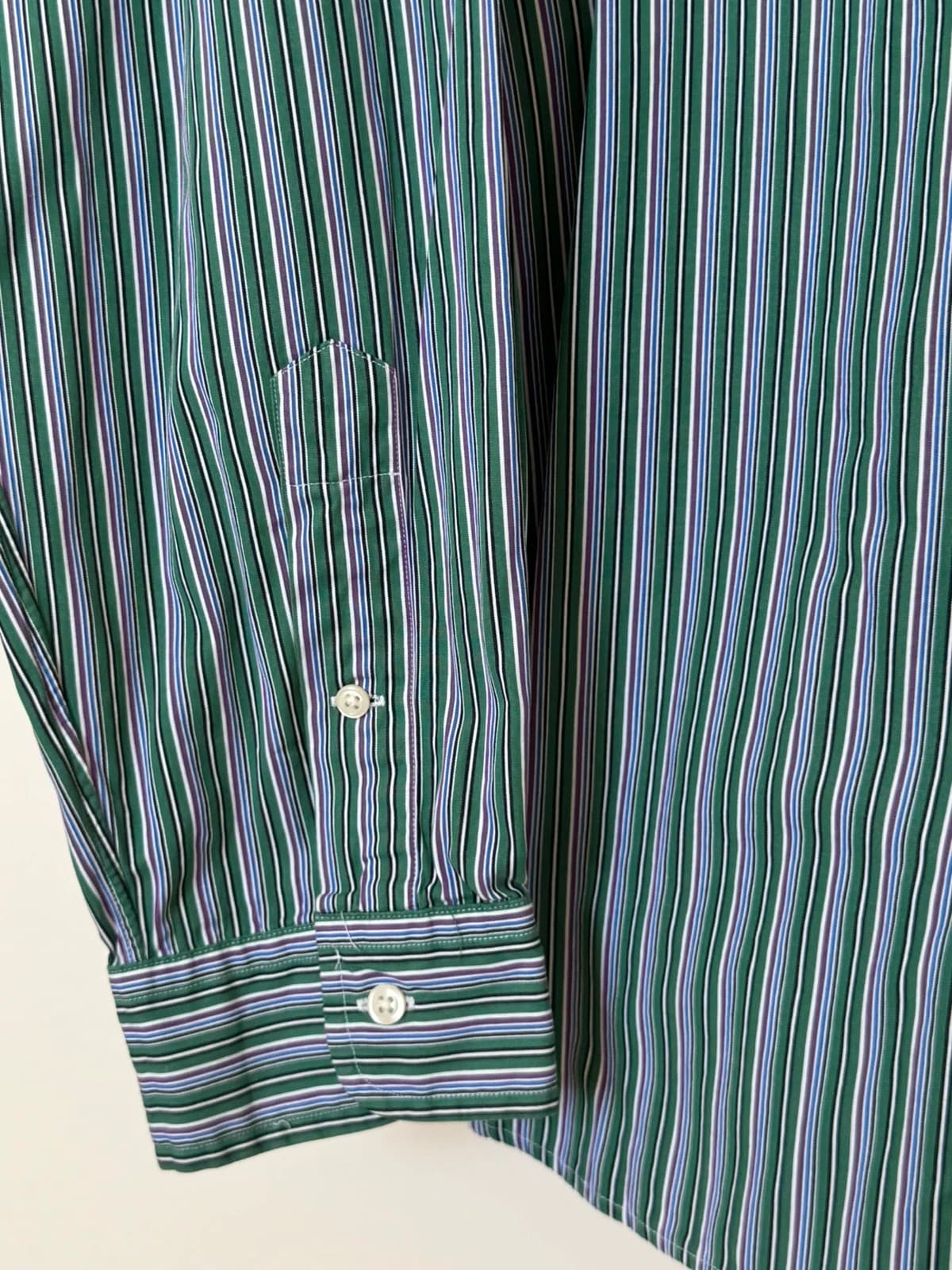 Marškiniai Ralph Lauren Classic Fit dryžuoti žali violetiniai, dydis 2XB - SK26061 – nuotrauka 7/9