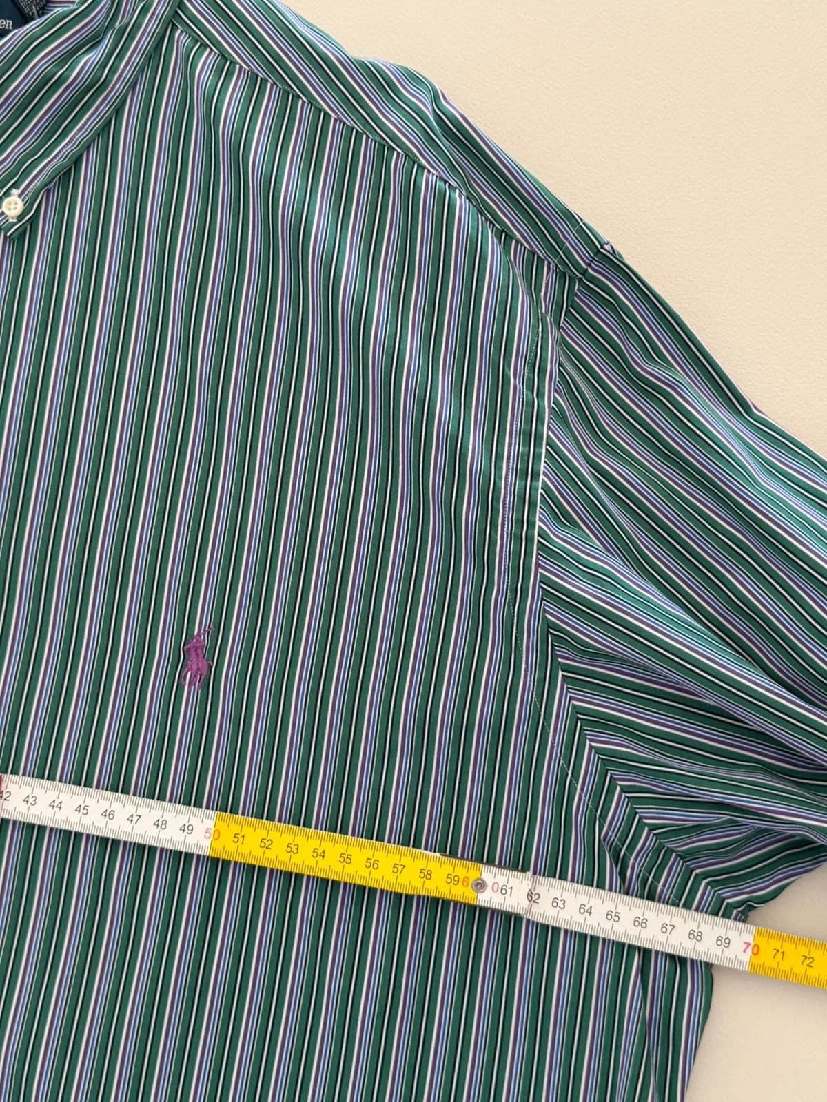 Marškiniai Ralph Lauren Classic Fit dryžuoti žali violetiniai, dydis 2XB - SK26061 – nuotrauka 8/9