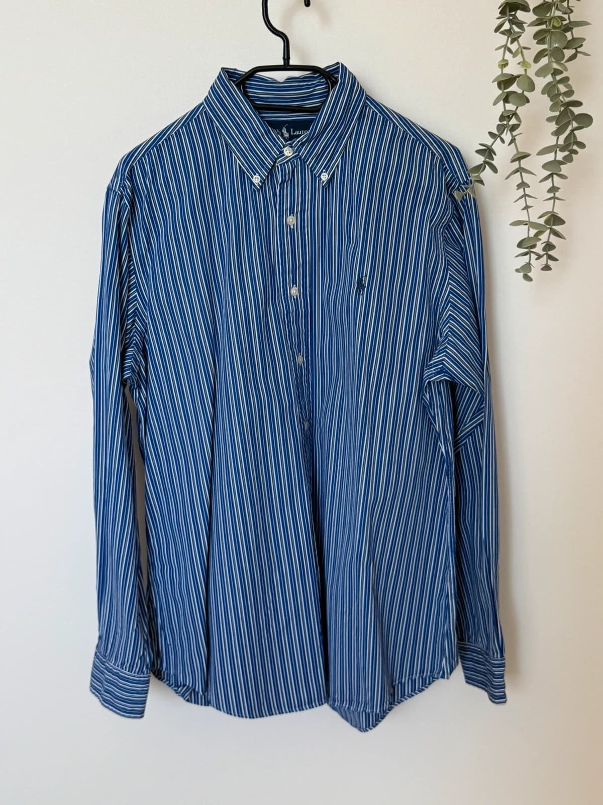 Πουκάμισο Custom Fit Ralph Lauren ριγέ μπλε λευκό μέγεθος L - SK260625 - Φωτογραφία 2/8