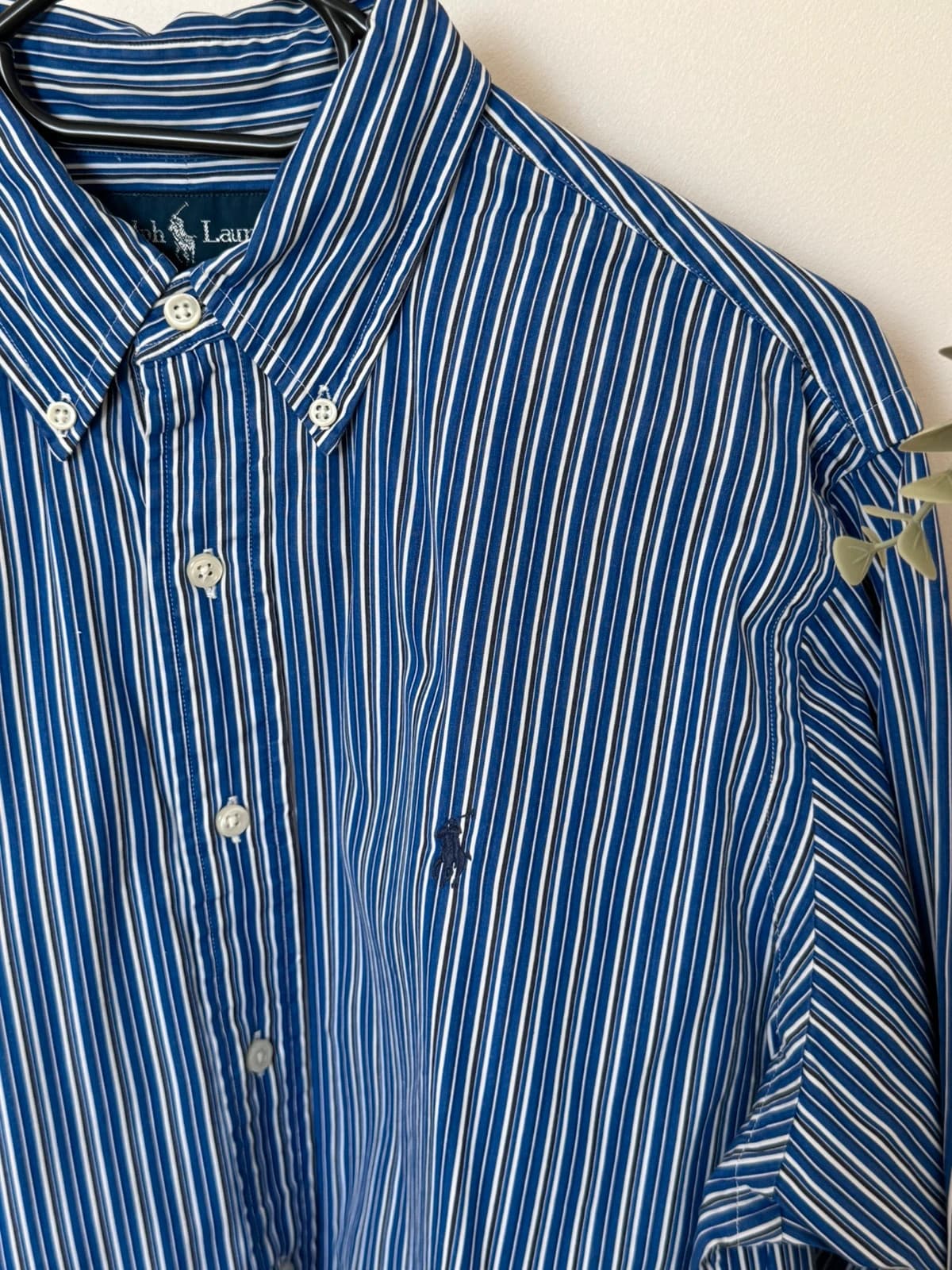 Πουκάμισο Custom Fit Ralph Lauren ριγέ μπλε λευκό μέγεθος L - SK260625 - Φωτογραφία 4/8