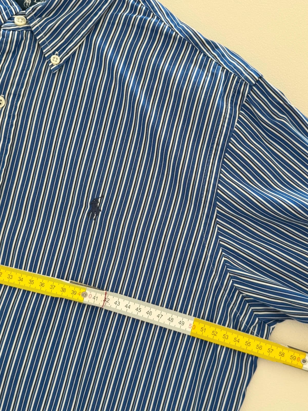 Πουκάμισο Custom Fit Ralph Lauren ριγέ μπλε λευκό μέγεθος L - SK260625 - Φωτογραφία 7/8