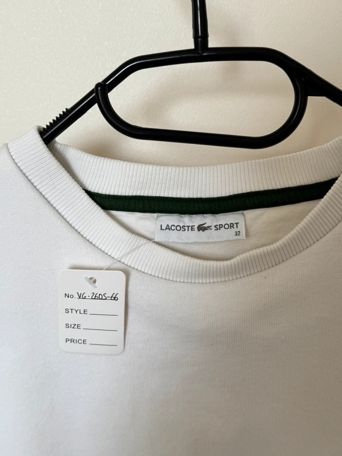 Lacoste Sport baltas Crewneck džemperis su rožiniu krokodilo logotipu, dydis 32/XS - VG260566 – nuotrauka 3/9