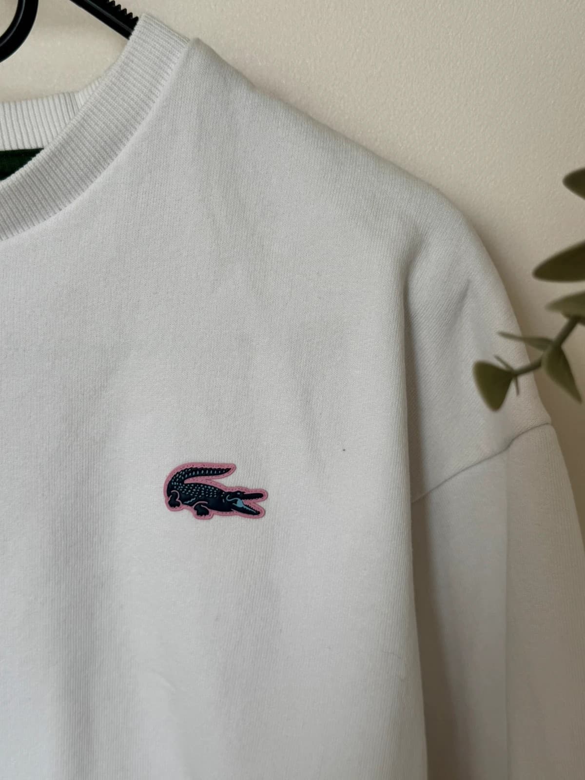 Lacoste Sport baltas Crewneck džemperis su rožiniu krokodilo logotipu, dydis 32/XS - VG260566 – nuotrauka 4/9