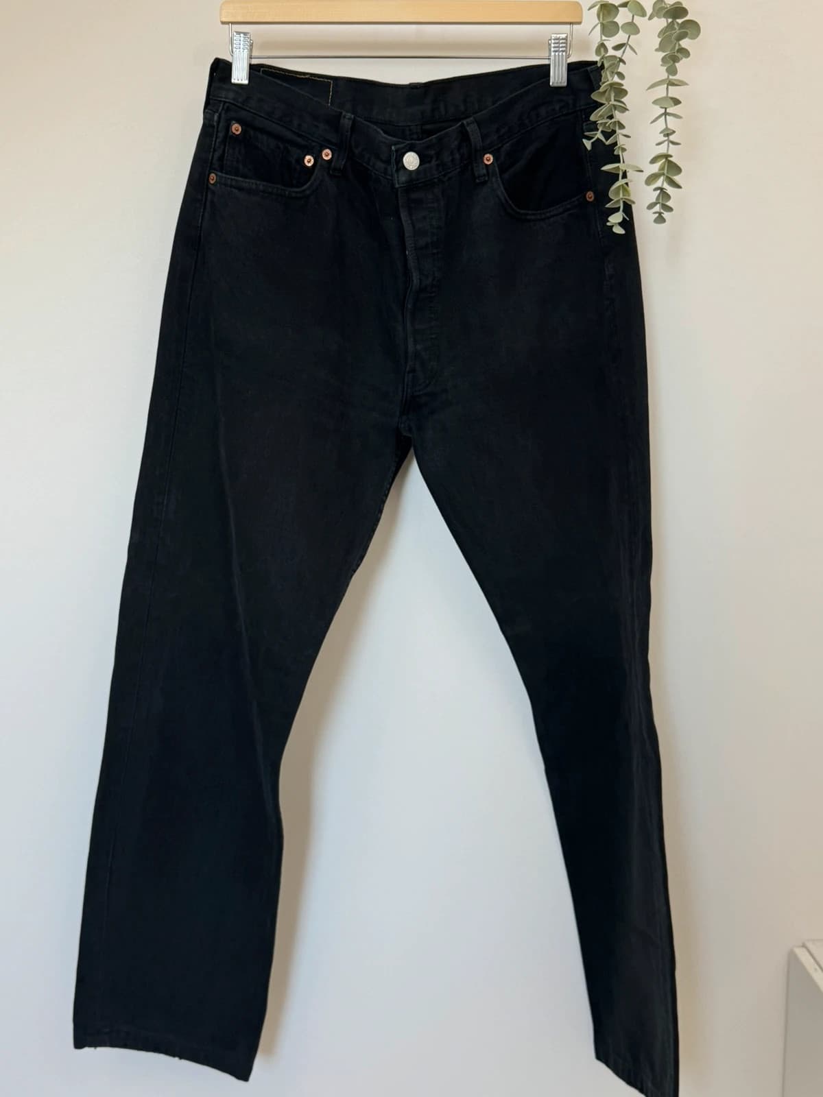 Levi’s 501 juodi džinsai W36 L34 tiesaus kirpimo – nuotrauka 2/10