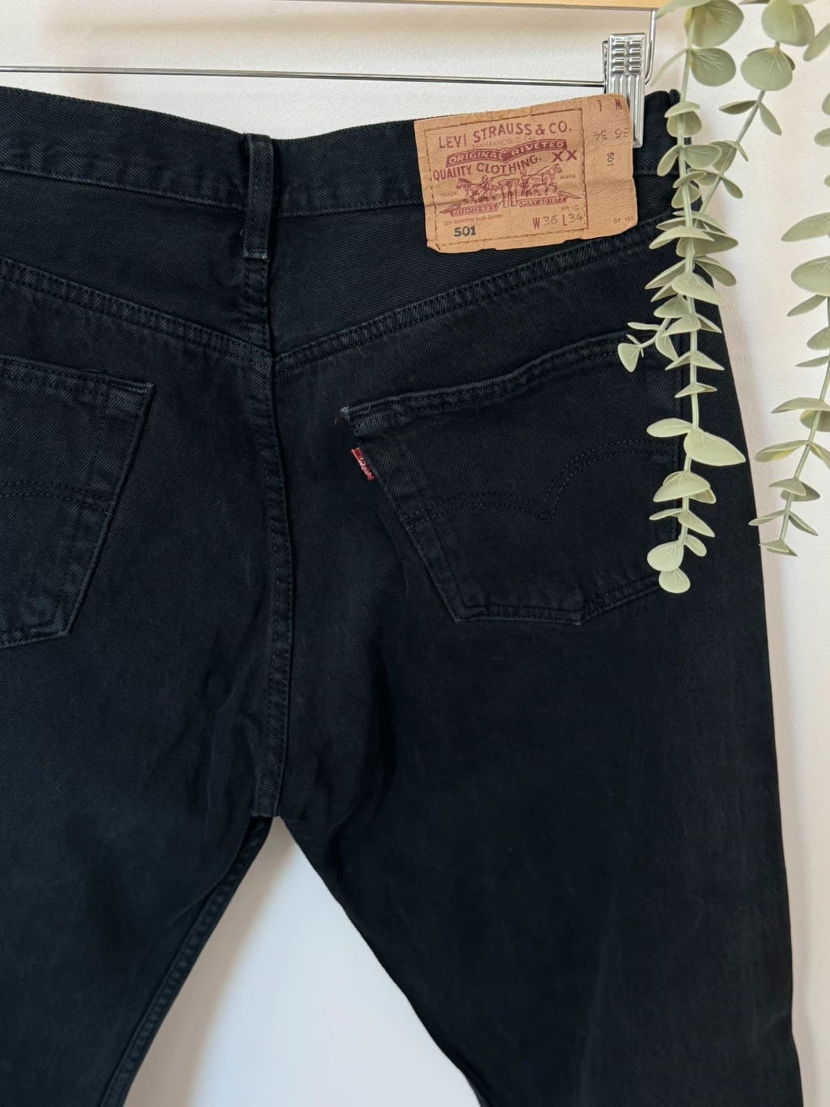 Levi’s 501 juodi džinsai W36 L34 tiesaus kirpimo – nuotrauka 5/10
