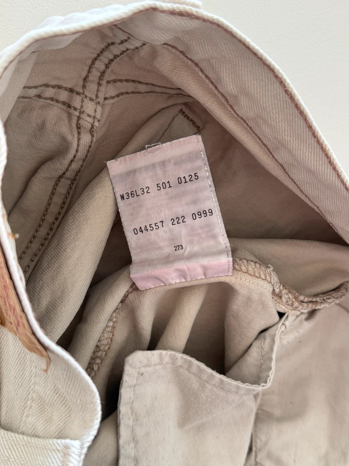 Levi’s 501 džinsai smėlio ekru spalvos, vintažiniai, tiesaus kirpimo - SK260623 W36 L32 – nuotrauka 5/11
