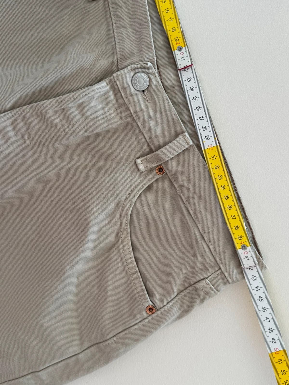 Levi’s 501 džinsai smėlio ekru spalvos, vintažiniai, tiesaus kirpimo - SK260623 W36 L32 – nuotrauka 10/11