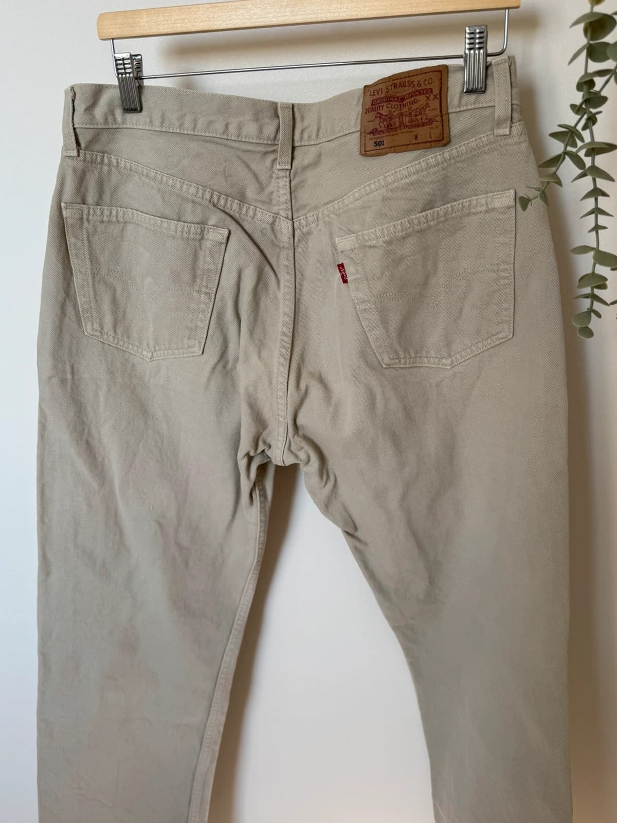 Levi’s 501 džinsai smėlio ekru spalvos, vintažiniai, tiesaus kirpimo - SK260623 W36 L32 – nuotrauka 8/11