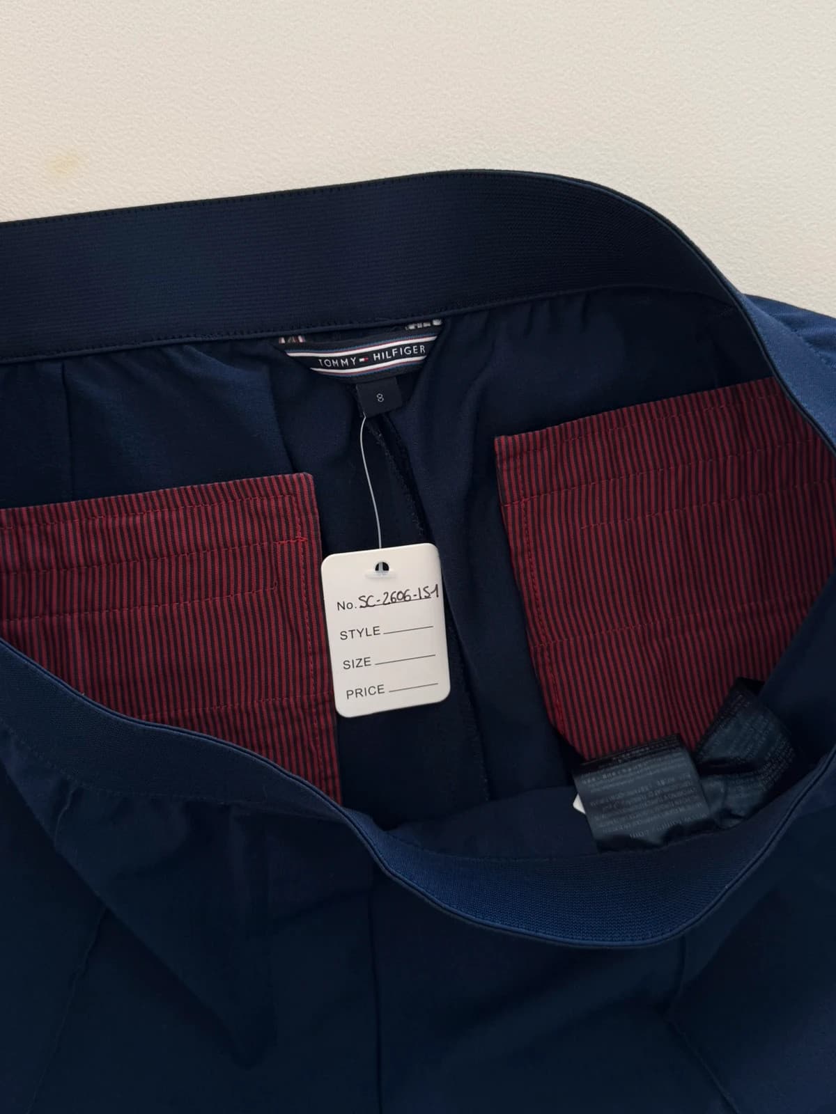 Elegantne hlače Tommy Hilfiger, mornarsko plave, elastični struk, veličina 8/M - SC2606151 - Fotografija 3/8