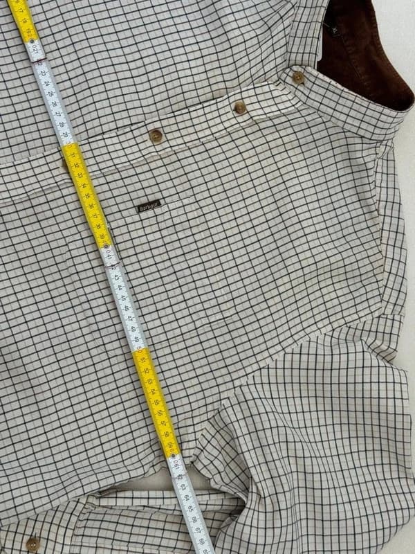 Barbour 베이지 체크 셔츠 벨벳 칼라 XL 스트레이트 핏 - FP260358 - 사진 8/9