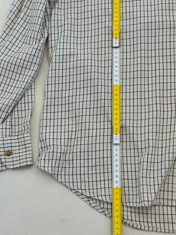 Barbour 베이지 체크 셔츠 벨벳 칼라 XL 스트레이트 핏 - FP260358 - 사진 9/9