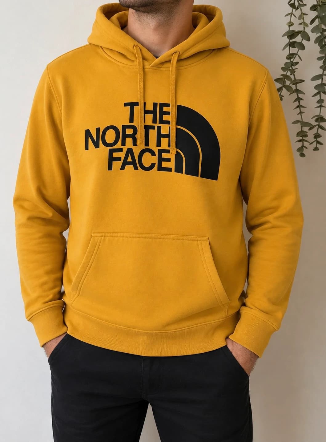 Huvtröja/Sweatshirt med huva The North Face senapsgul stor logga storlek M - FP2607160 - Foto 1/10