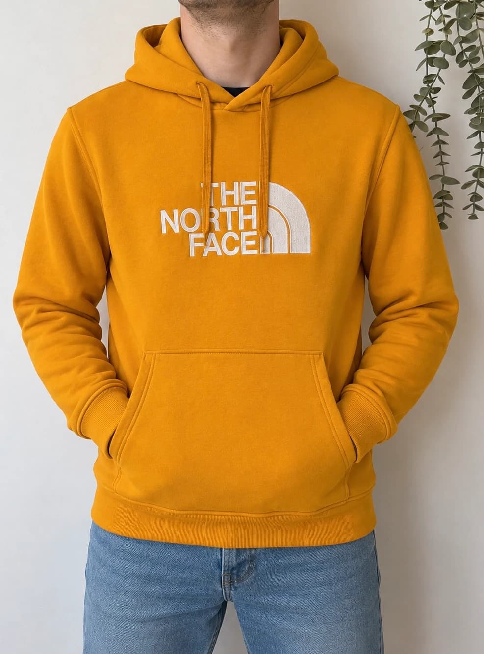 Суичър с качулка hoodie The North Face жълто горчица бродирано лого размер L - FP2607162 - Снимка 1/11