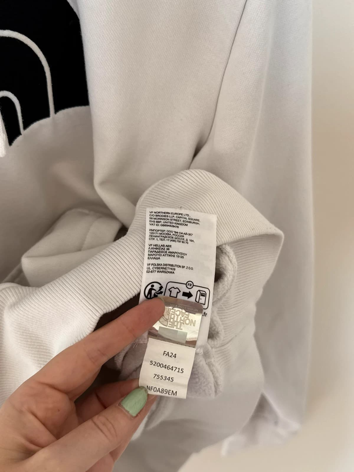 Sweat à capuche The North Face blanc logo brodé noir taille S - FP260746 - Photo 6/10