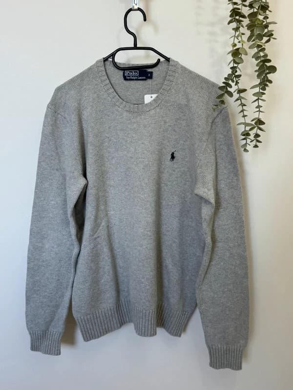Pull Polo Ralph Lauren gris chiné col rond coton logo pony bleu taille S - FP260762 - Photo 2/9