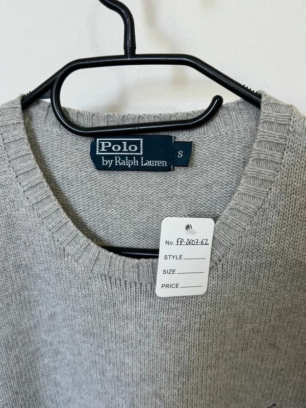 Pull Polo Ralph Lauren gris chiné col rond coton logo pony bleu taille S - FP260762 - Photo 3/9