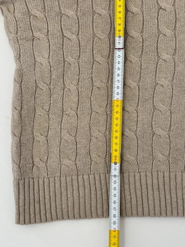 Pull torsadé Polo Ralph Lauren beige camel coton taille L - FP260752 - Photo 10/10