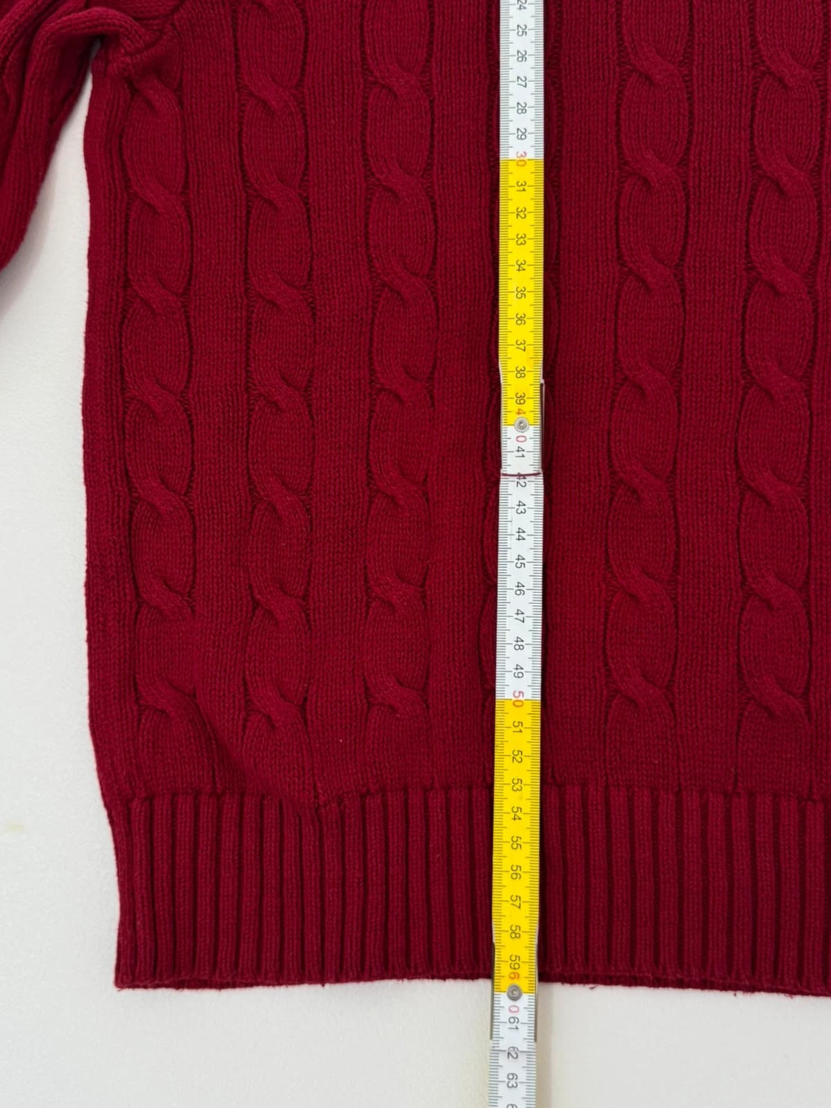 Pull torsadé Polo Ralph Lauren rouge coton logo pony bleu qr code taille XS - FP260755 - Photo 10/10