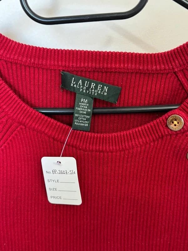 Pull côtelé Lauren Ralph Lauren rouge boutons dorés taille S/M - FP260754 - Photo 3/8