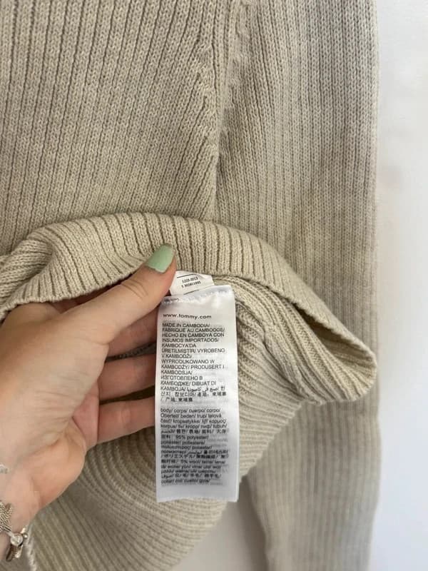Polotröja Tommy Jeans beige flag sweater storlek M/L - FP260759 - Foto 5/8