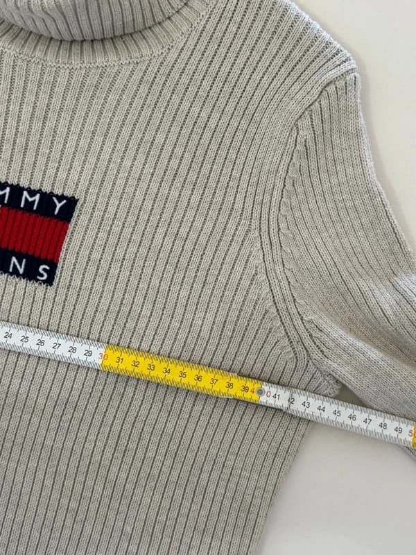 Polotröja Tommy Jeans beige flag sweater storlek M/L - FP260759 - Foto 7/8