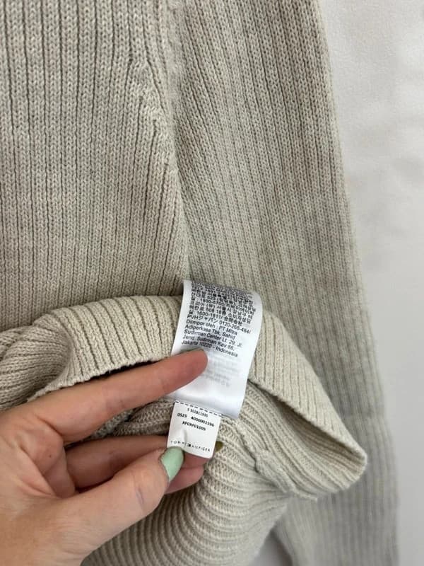 Polotröja Tommy Jeans beige flag sweater storlek M/L - FP260759 - Foto 6/8