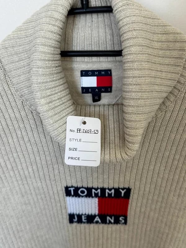 Polotröja Tommy Jeans beige flag sweater storlek M/L - FP260759 - Foto 3/8