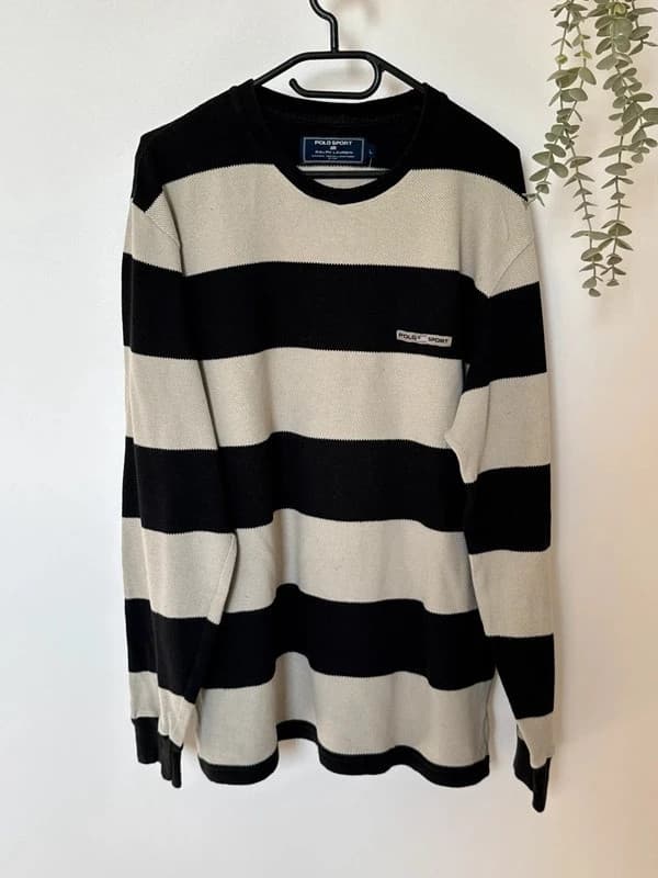 Pull léger rayé Polo Sport Ralph Lauren noir écru taille L - FP260786 - Photo 2/10