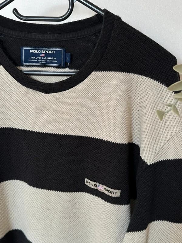Pull léger rayé Polo Sport Ralph Lauren noir écru taille L - FP260786 - Photo 4/10