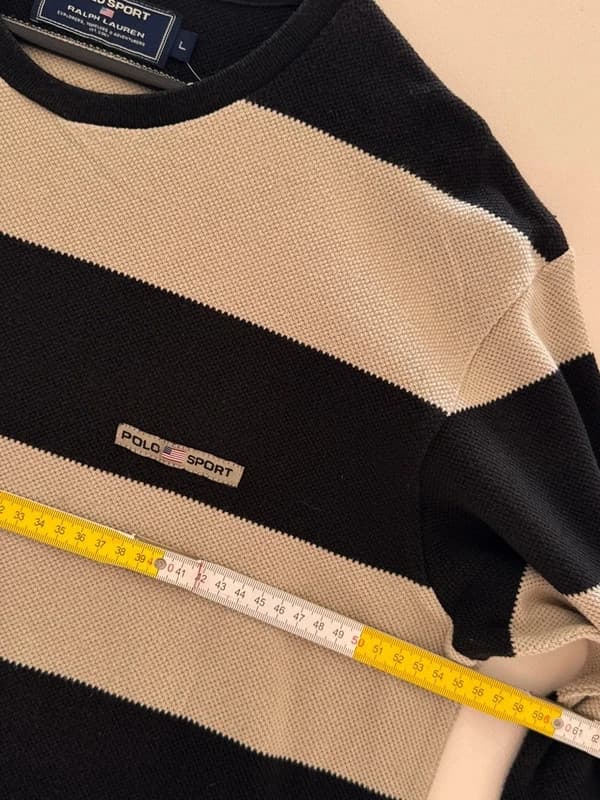 Pull léger rayé Polo Sport Ralph Lauren noir écru taille L - FP260786 - Photo 9/10