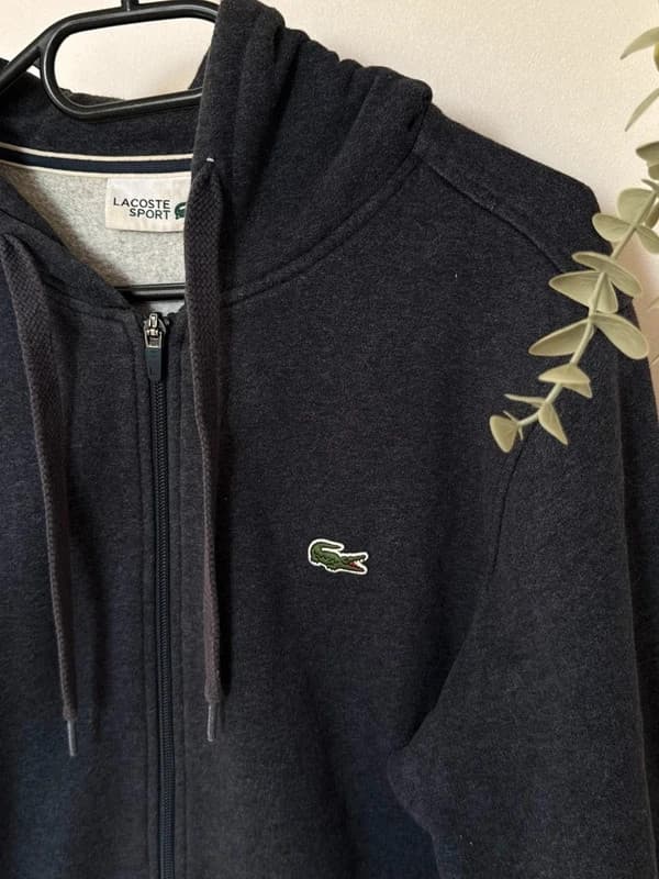 Sweat zippé à capuche Lacoste Sport bleu/gris anthracite taille 3/S - FP260962 - Photo 4/11