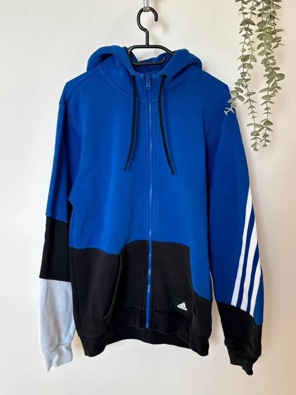 Sweat zippé à capuche Adidas Primegreen bleu noir blanc taille M - DN26087 - Photo 2/10