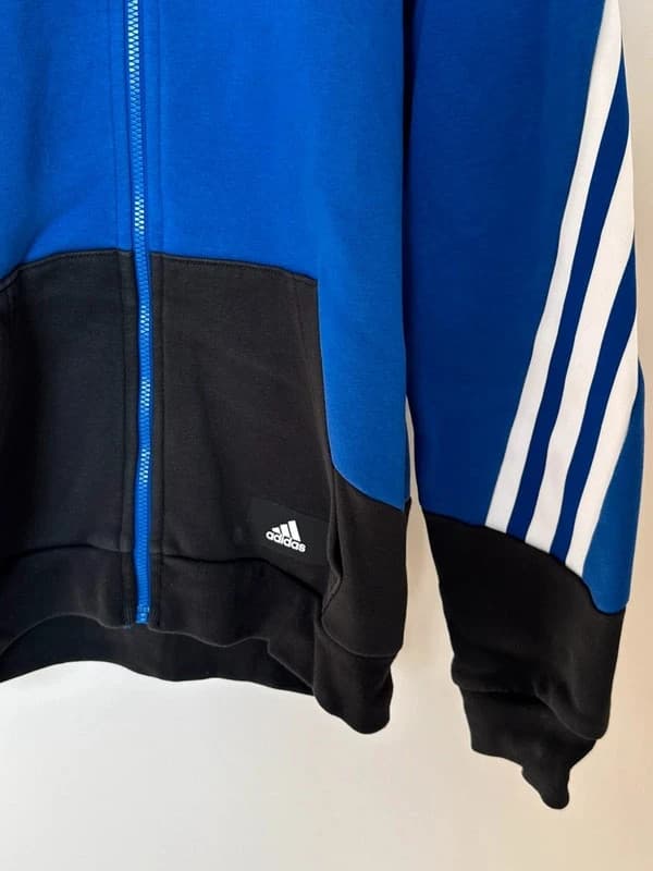 Sweat zippé à capuche Adidas Primegreen bleu noir blanc taille M - DN26087 - Photo 4/10
