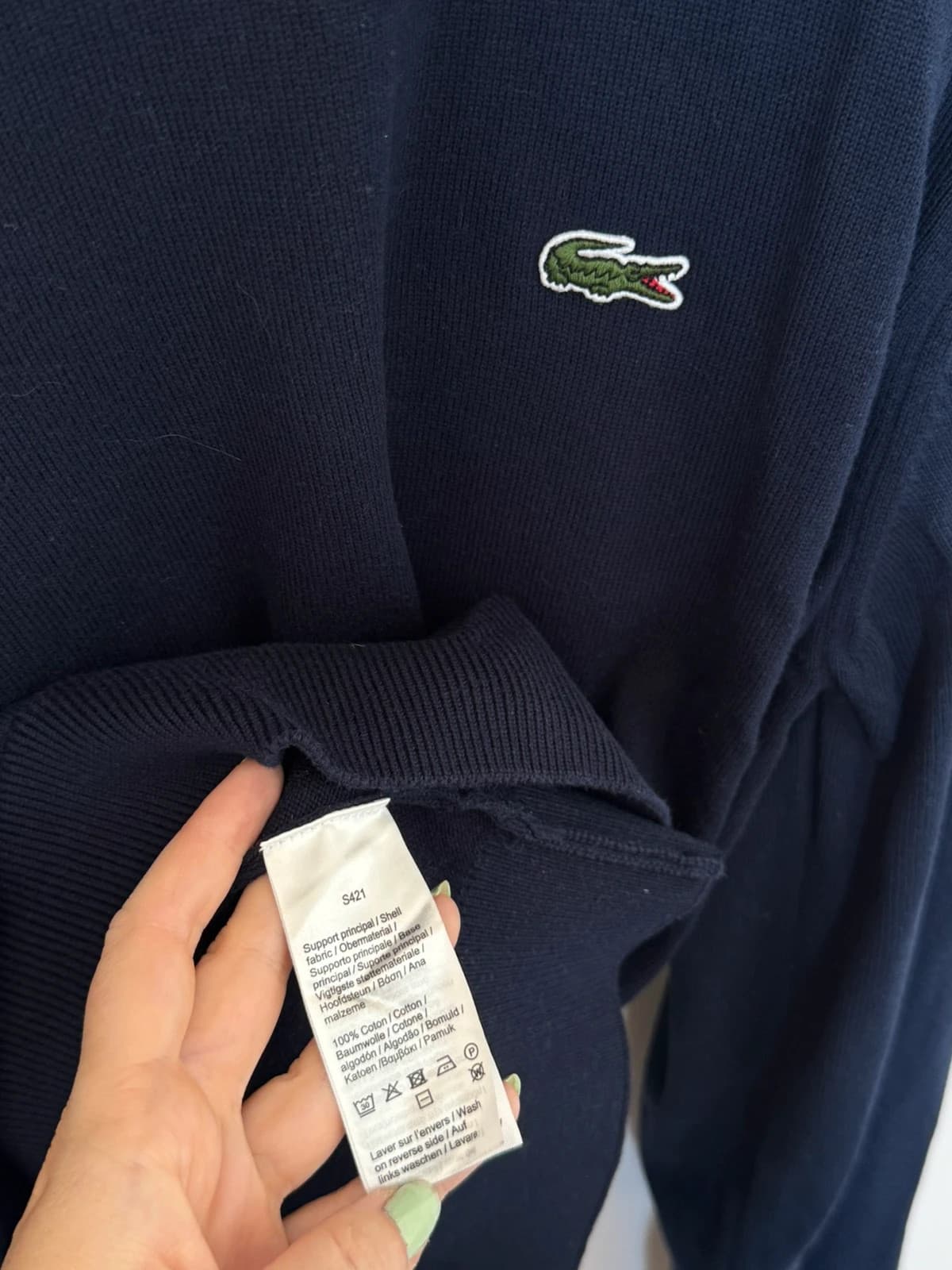 Pull col rond regular fit Lacoste bleu marine taille 6/XL - FP260778 - Photo 5/9