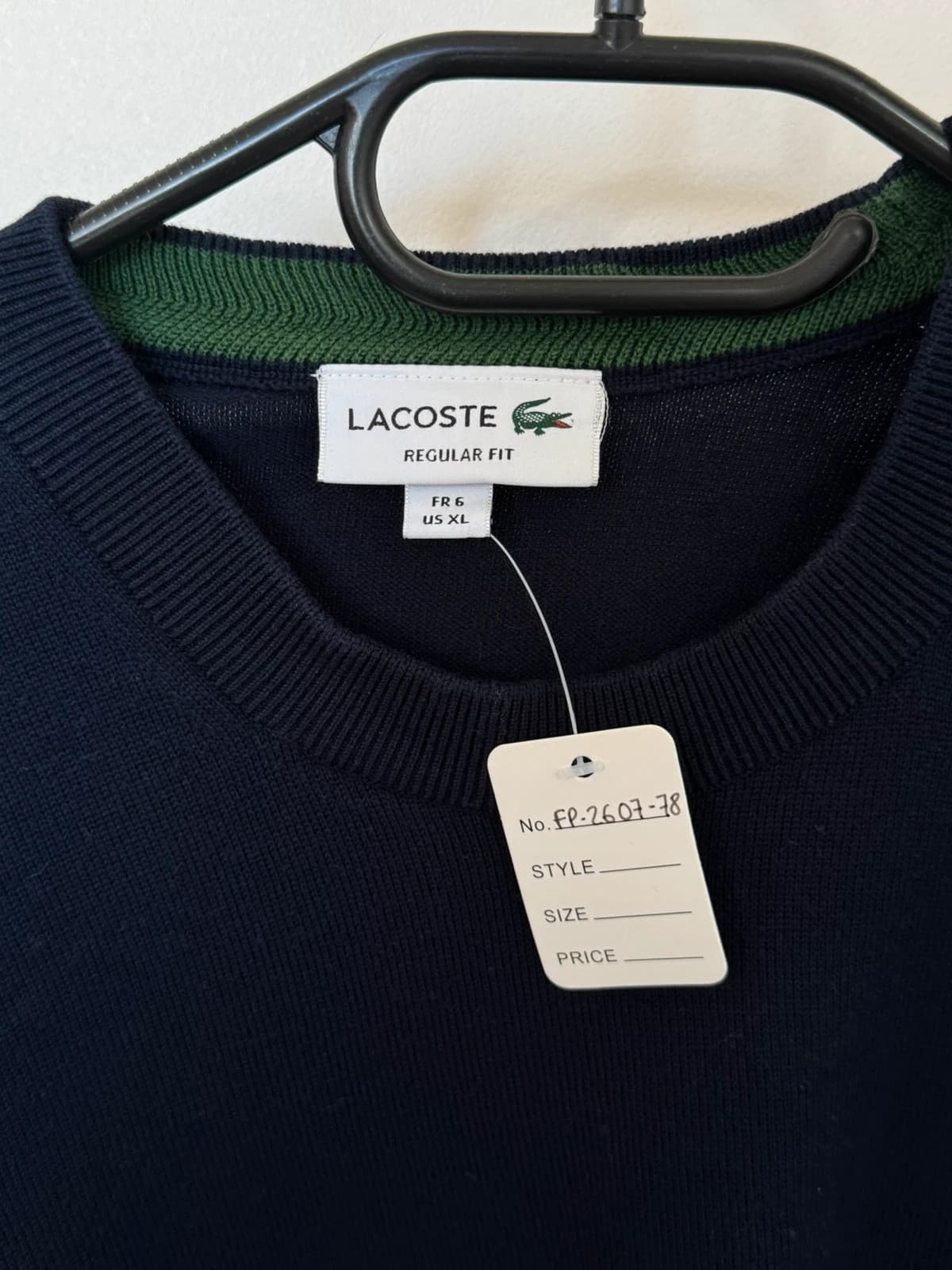 Pull col rond regular fit Lacoste bleu marine taille 6/XL - FP260778 - Photo 3/9