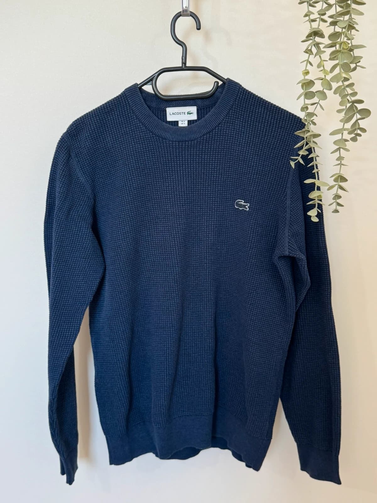 Pull maille gaufrée col rond Lacoste bleu logo ton sur ton taille 3/S - FP260781 - Photo 2/8