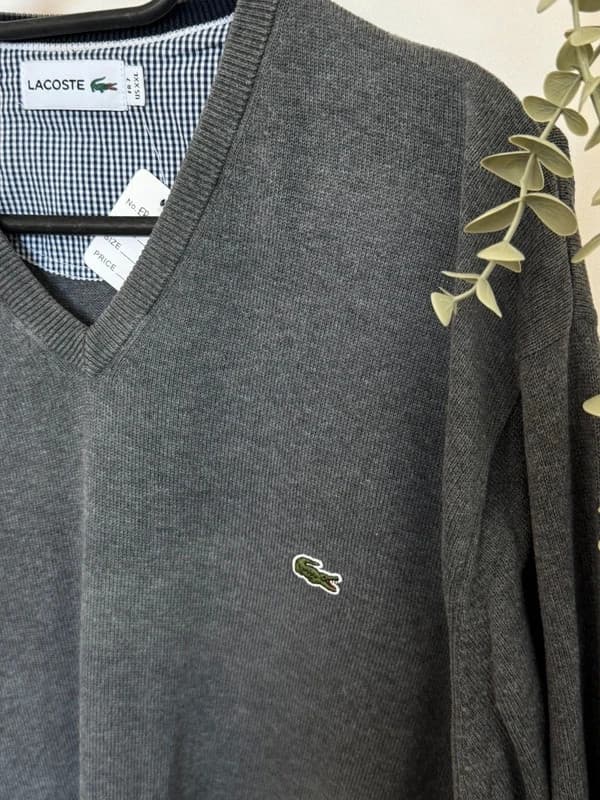 Pull col V Lacoste gris anthracite taille 7/XXL - FP260777 - Photo 4/8