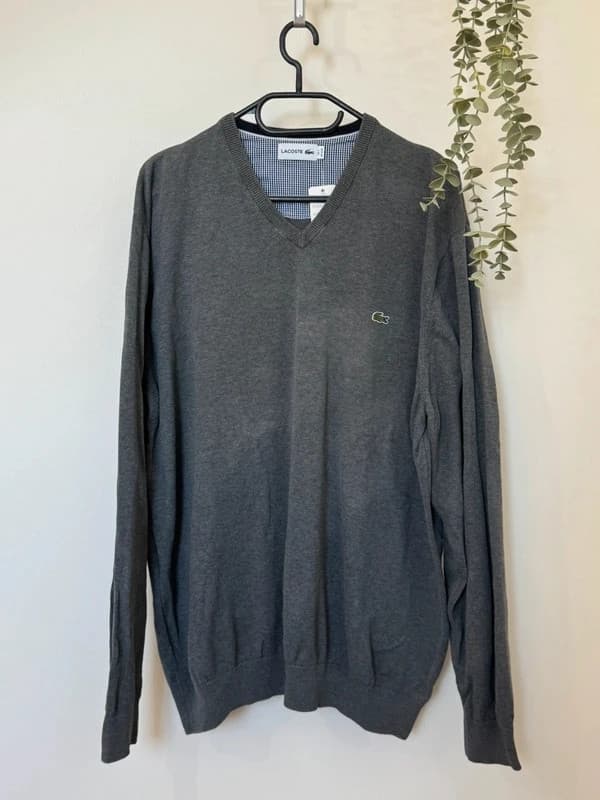 Pull col V Lacoste gris anthracite taille 7/XXL - FP260777 - Photo 2/8